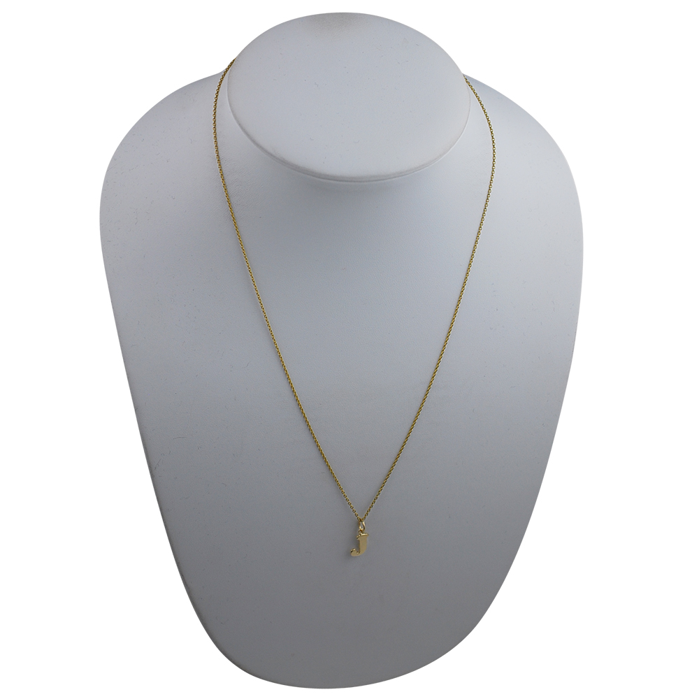 9ct Gold 9x11mm plain Initial J Pendant with a 1.1mm wide cable Chain 20 inches - Image 3