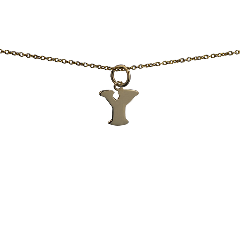 9ct Gold 11x12mm plain Initial Y Pendant with a 1.1mm wide cable Chain - Image 2