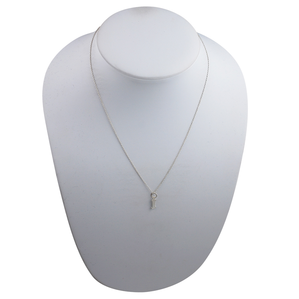 Silver 6x10mm plain Initial I Pendant with a 1mm wide rolo Chain - Image 3