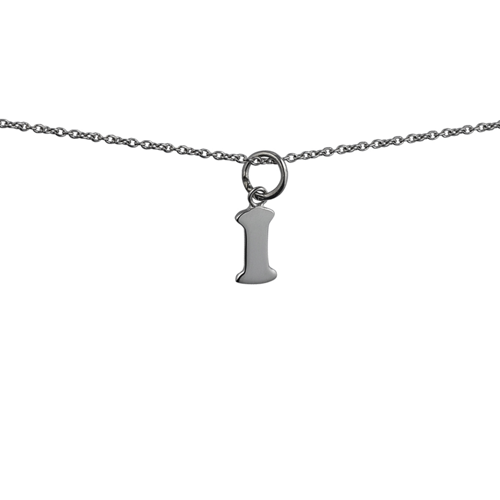 Silver 6x10mm plain Initial I Pendant with a 1mm wide rolo Chain - Image 2