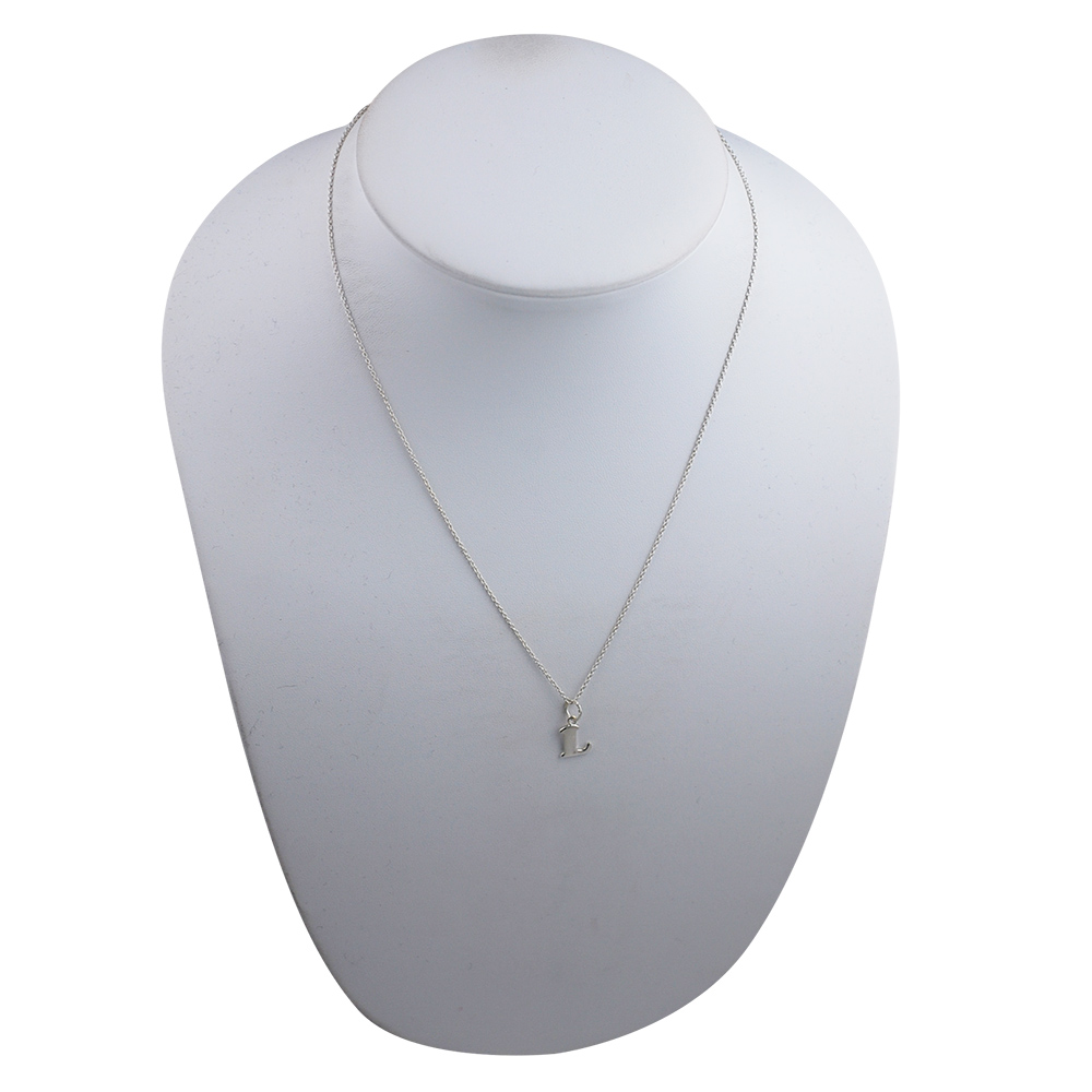 Silver 10x10mm plain Initial L Pendant with a 1mm wide rolo Chain - Image 3