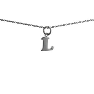 Silver 10x10mm plain Initial L Pendant with a 1mm wide rolo Chain