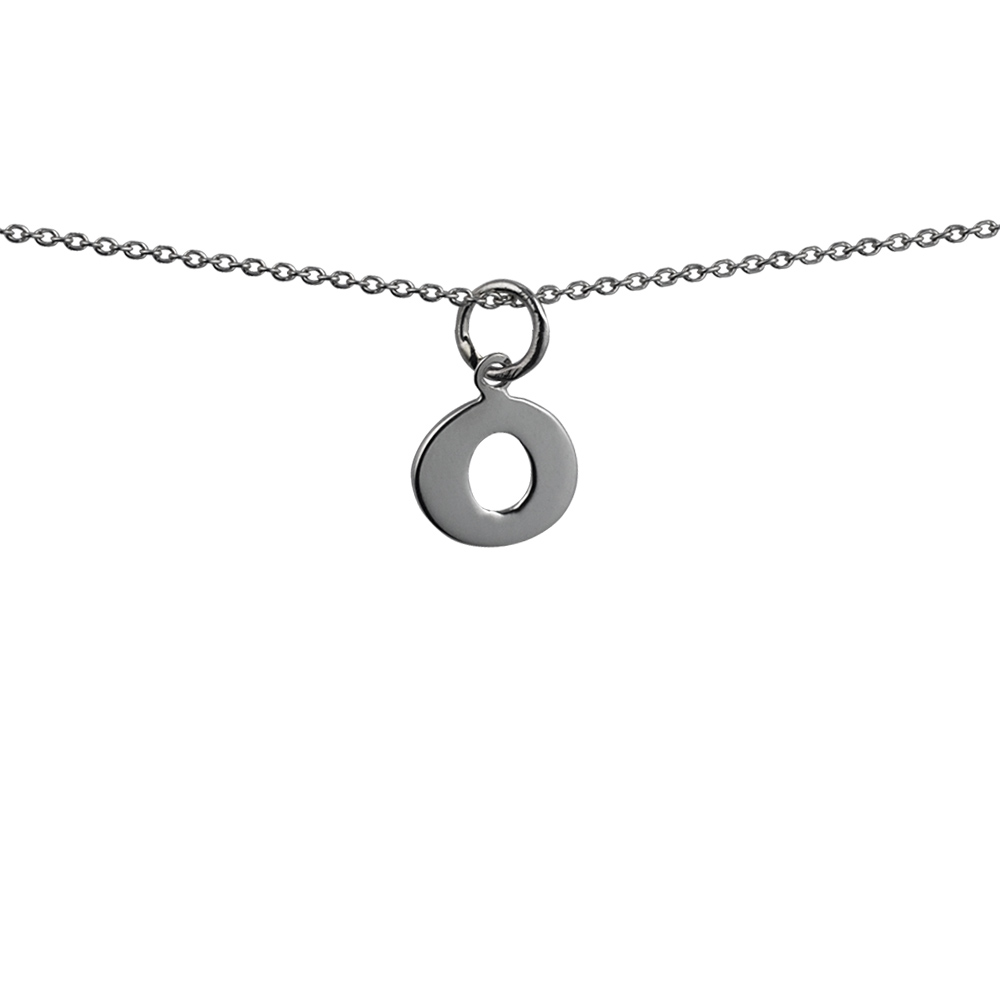 Silver 11x10mm plain Initial O Pendant with a 1mm wide rolo Chain 16 inches Only Suitable for Children - Image 2