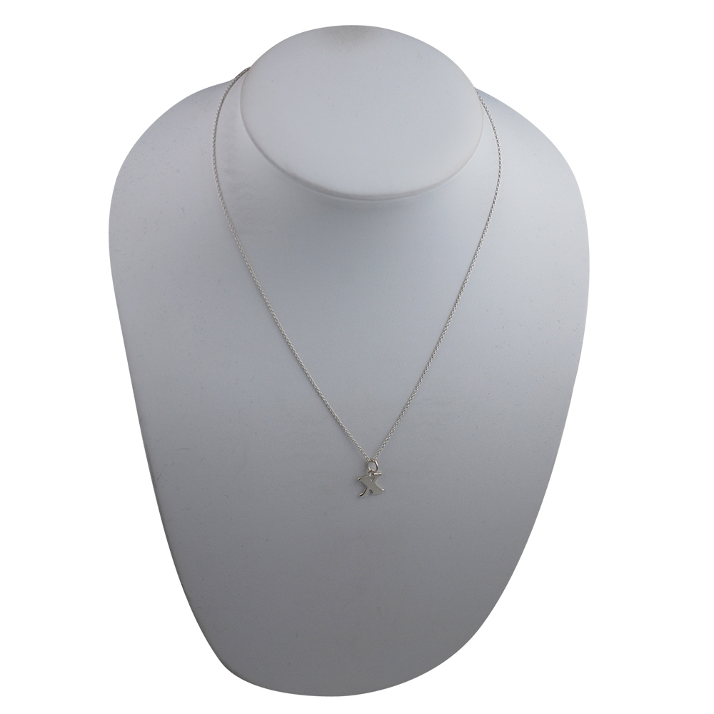 Silver 11x11mm plain Initial X Pendant with a 1mm wide rolo Chain - Image 3