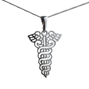 Silver 35x25mm pierced Medical emblem Pendent on a bail loop with a 1.3mm wide curb Chain