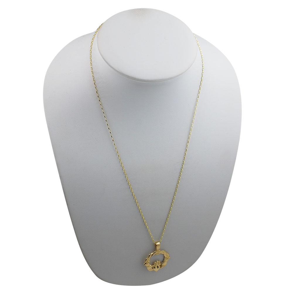 9ct Gold 27x30mm twisted cord top Claddagh Pendant with a 1.4mm wide belcher Chain 22 inches - Image 5