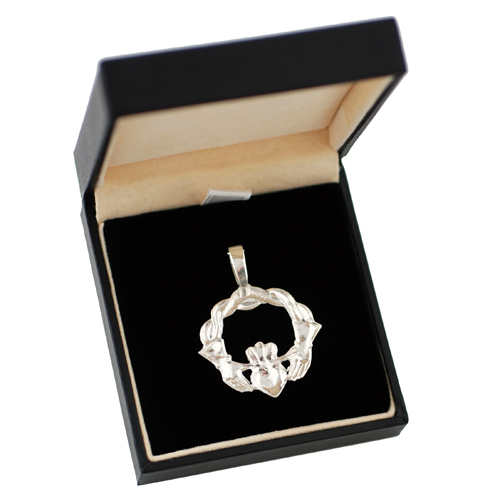 Silver 27x30mm twisted cord top Claddagh Pendant - Image 3