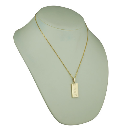 9ct Gold 30x15mm solid display hallmark Ingot 1/2oz Pendant on a bail loop with a 1.8mm wide curb Chain 20 inches - Image 4