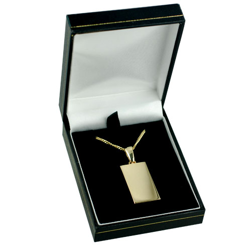 9ct Gold 30x15mm solid display hallmark Ingot 1/2oz Pendant on a bail loop with a 1.8mm wide curb Chain 18 inches - Image 3