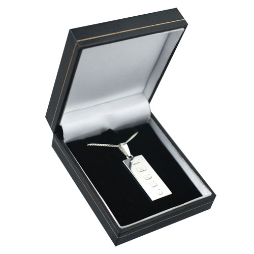 Silver 30x15mm solid display hallmark Ingot 1/2oz Pendant on a bail loop with a 1.3mm wide curb Chain - Image 2