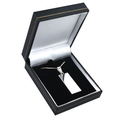 Silver 30x15mm solid display hallmark Ingot 1/2oz Pendant on a bail loop with a 1.3mm wide curb Chain - Image 3