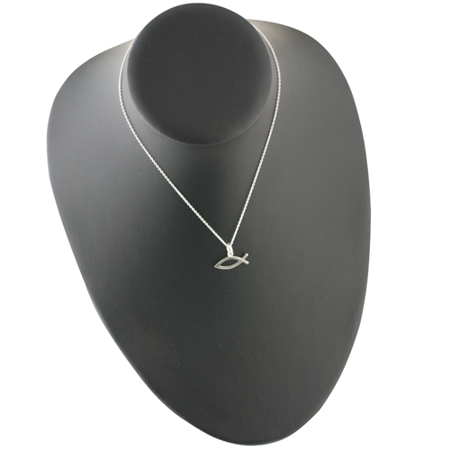 Silver 7x20mm Christian Fish symbol Pendant with a 1mm wide rolo Chain 14 inches Only Suitable for Children - Image 4