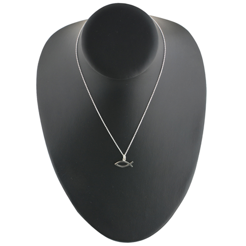 Silver 7x20mm Christian Fish symbol Pendant with a 1mm wide rolo Chain 16 inches Only Suitable for Children - Image 4