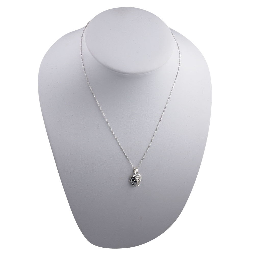 Silver 17x16mm Egyptian Mask Pendant with a 1mm wide rolo Chain - Image 4