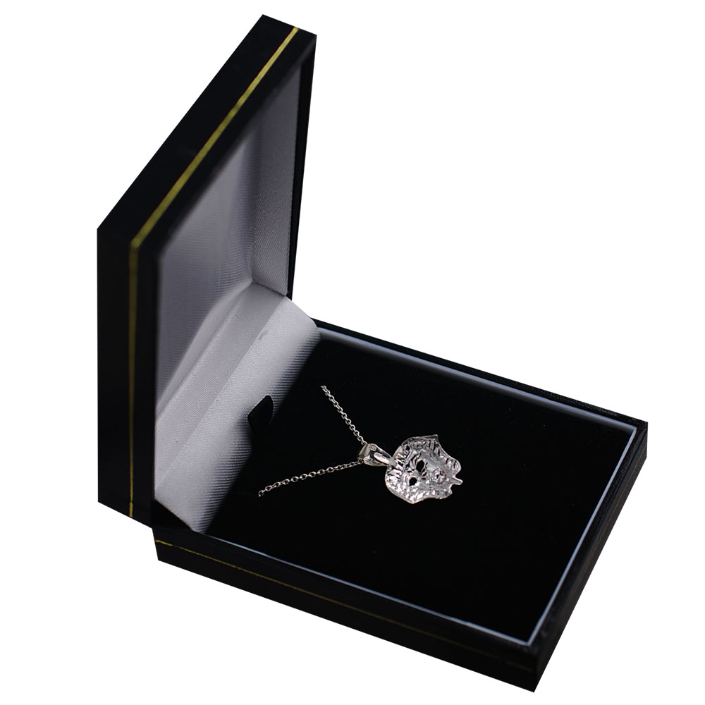 Silver 17x16mm Egyptian Mask Pendant with a 1mm wide rolo Chain - Image 3