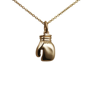 9ct Gold 14x11mm solid Boxing Glove Pendant with a 1.1mm wide cable Chain 16 inches Only Suitable for Children