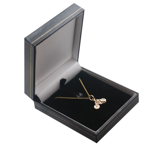 9ct Gold 12x16mm Motorbike and Rider Pendant with a 1.1mm wide cable Chain 20 inches - Image 3