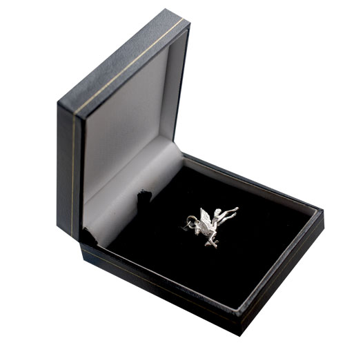 Silver 29x27mm solid Pegasus in Flight Pendant or Charm - Image 2