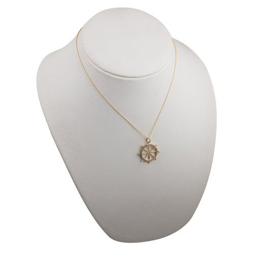 9ct Gold 17mm solid Ships Wheel Pendant with a 1.1mm wide cable Chain 18 inches - Image 4