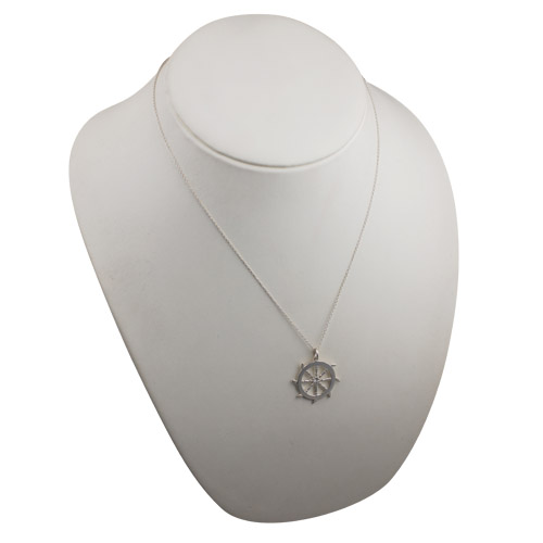 Silver 17mm solid Ships Wheel Pendant with a 1mm wide rolo Chain 20 inches - Image 4