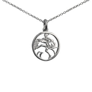 Silver 15mm pierced Aquarius Zodiac Pendant with a 1mm wide rolo Chain
