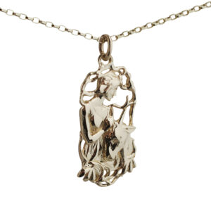 9ct Gold 33x17mm Capricorn Zodiac Pendant with a 1.4mm wide belcher Chain