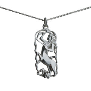 Silver 33x17mm Sagittarius Zodiac Pendant with a 1.3mm wide curb Chain