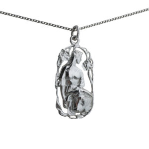 Silver 33x17mm Taurus Zodiac Pendant with a 1.3mm wide curb Chain