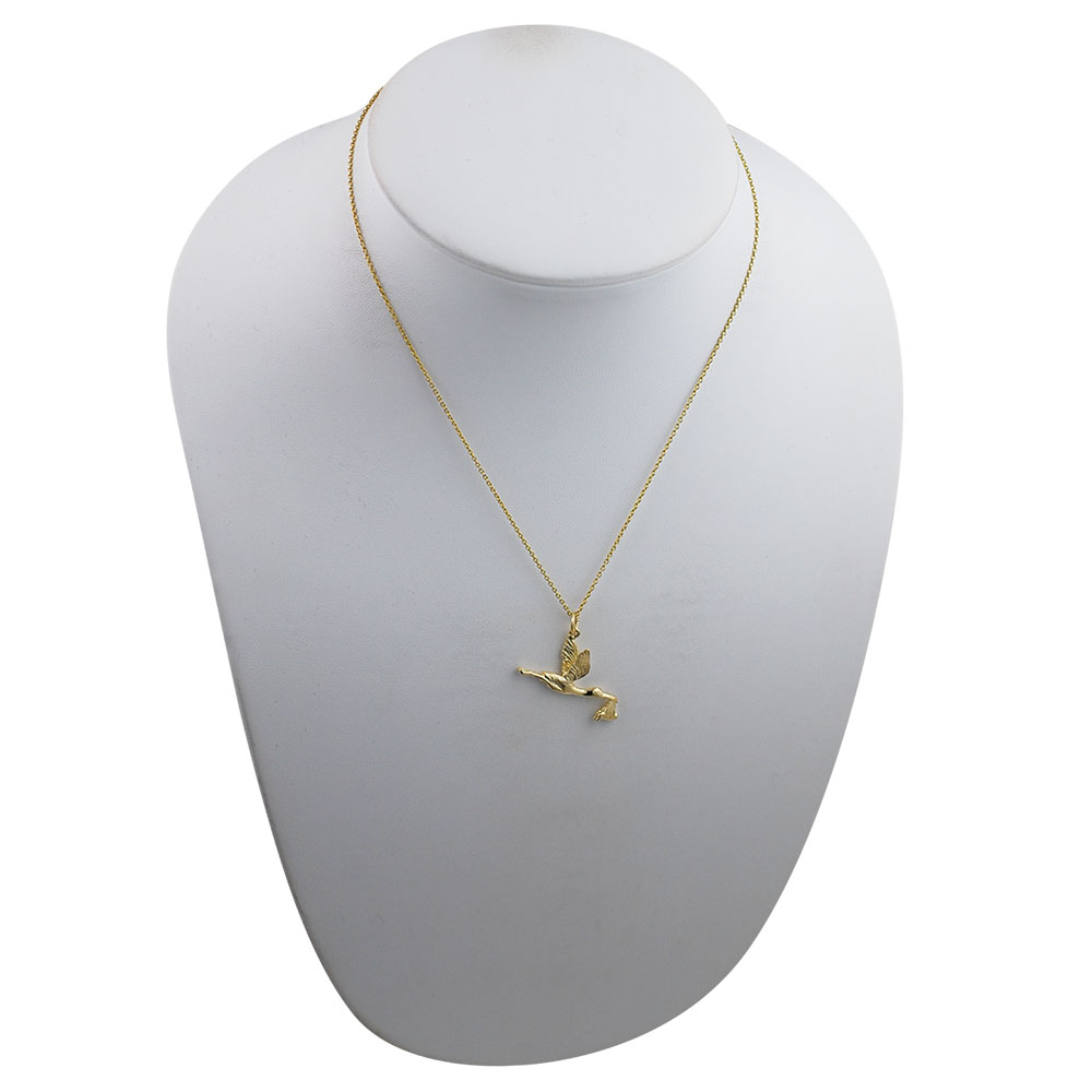 9ct Gold 22x30mm solid Stork with Baby Pendant with a 1.1mm wide cable Chain 16 inches Only Suitable for Children - Image 3