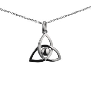 Silver 18x20mm Trinity knot Pendant with a 1.3mm wide curb Chain
