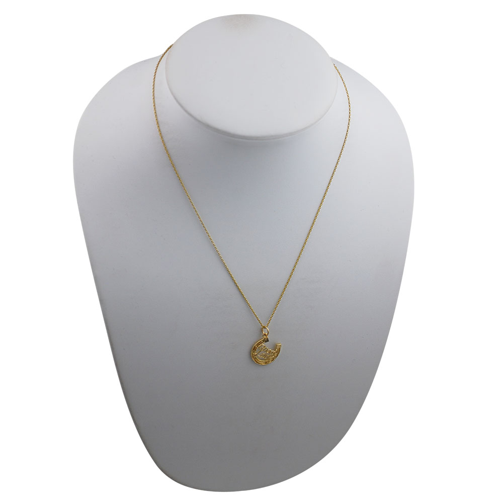 9ct Gold 16x16mm solid Horseshoe with Good Luck Pendant with a 1.1mm wide cable Chain - Image 3