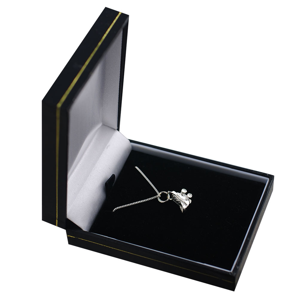Silver 8x12mm solid Pram Pendant with a 1mm wide curb Chain 24 inches - Image 2