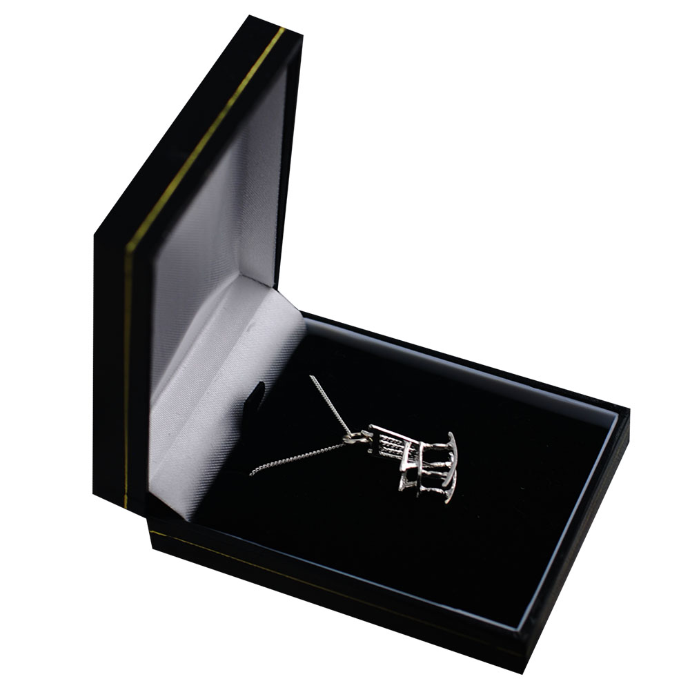 Silver 18x14mm solid Rocking Chair Pendant with a 1mm wide curb Chain 24 inches - Image 2