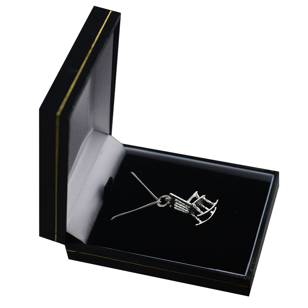 Silver 18x14mm solid Rocking Chair Pendant with a 1mm wide curb Chain 24 inches - Image 3