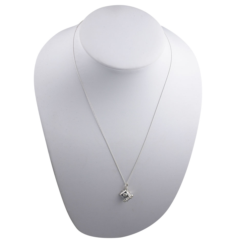 Silver 12x13mm solid Telephone Pendant with a 1mm wide curb Chain 20 inches - Image 4