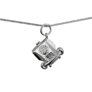 Silver 12x13mm solid Telephone Pendant with a 1mm wide curb Chain 24 inches