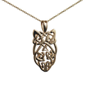 9ct Gold 27x15mm celtic knot design Pendant with a 1.1mm wide cable Chain