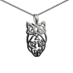 Silver 27x15mm celtic knot Pendant with a 1.3mm wide curb Chain