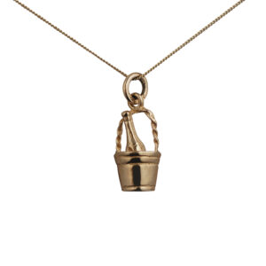 9ct Gold 28x10mm Champagne in a Ice Bucket Pendant with a 0.6mm wide curb Chain 16 inches Only Suitable for Children