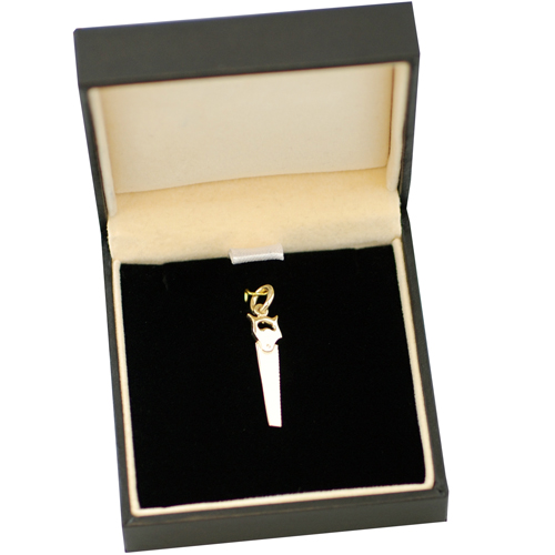 9ct Gold 25x7mm solid Hand Saw Pendant or Charm - Image 2