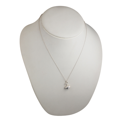 Silver 14x16mm solid Swimming Swan Pendant with a 1mm wide rolo Chain - Image 4