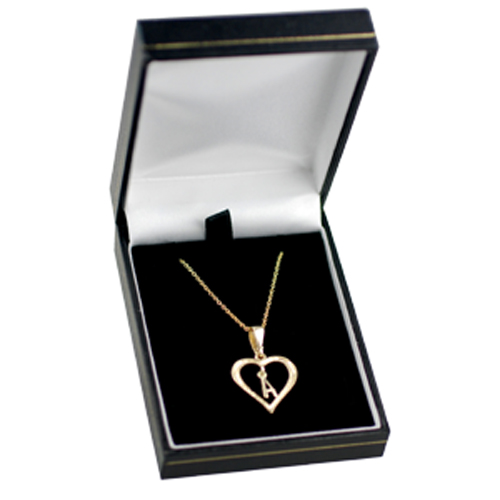 9ct Gold 18x18mm Initial A in a Heart Pendant on a bail loop with a 1.1mm wide cable Chain - Image 3