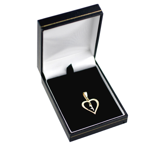9ct Gold 18x18mm Initial F in a Heart Pendant on a bail loop - Image 3