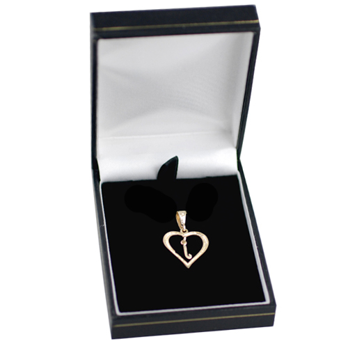 9ct Gold 18x18mm Initial J in a Heart Pendant on a bail loop - Image 3