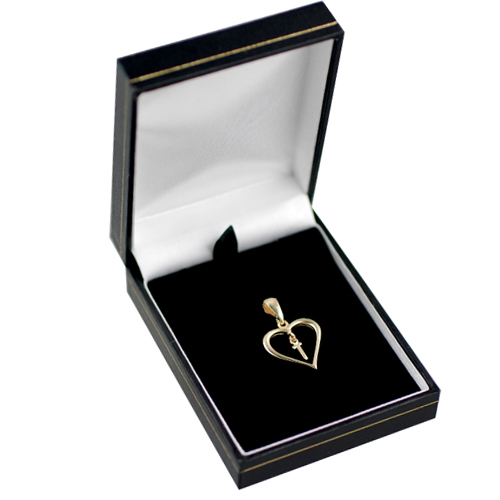 9ct Gold 18x18mm Initial T in a Heart Pendant on a bail loop - Image 2