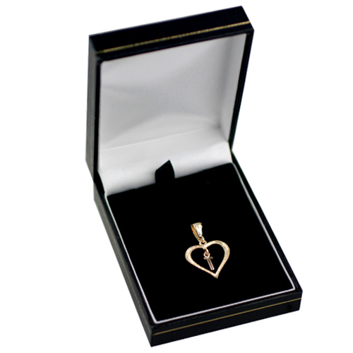 9ct Gold 18x18mm Initial T in a Heart Pendant on a bail loop - Image 3