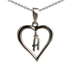 Silver 18x18mm Initial H in a Heart Pendant on a bail loop with a 1mm wide rolo Chain