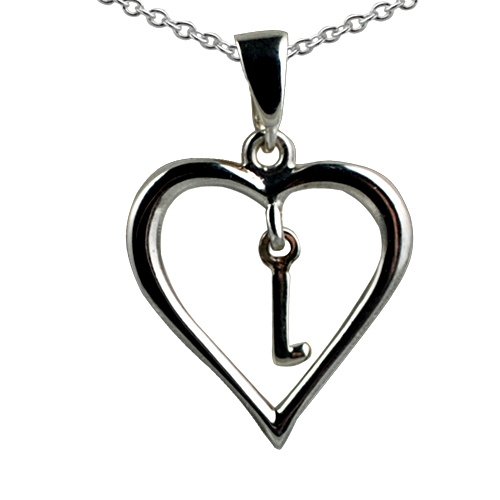 Silver 18x18mm Initial L in a Heart Pendant on a bail loop with a 1mm wide rolo Chain 18 inches