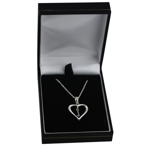 Silver 18x18mm Initial L in a Heart Pendant on a bail loop with a 1mm wide rolo Chain 18 inches - Image 3