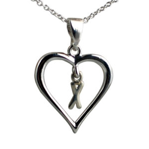 Silver 18x18mm Initial X in a Heart Pendant on a bail loop with a 1mm wide rolo Chain